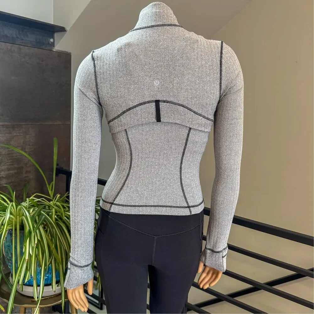 Lululemon Define Jacket Heathered Herringbone Gray/Black Size 4, Style LW3JPMS